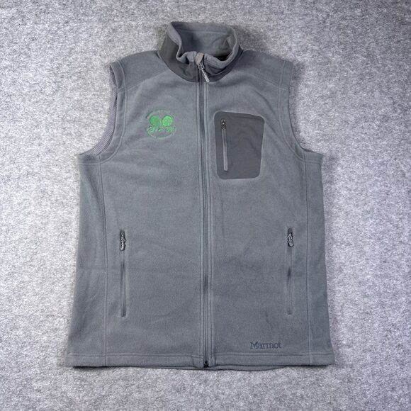 Marmot Vest Mens Large Gray Polartec Fleece Pockets Orange Lawn Tennis Club - Picture 1 of 11